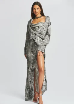 Retrofete Acadia Silk Dress Black Acid Denim Fashion