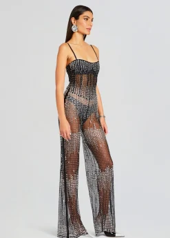 Retrofete Adelynne Sequin Jumpsuit Black/Silver Shop