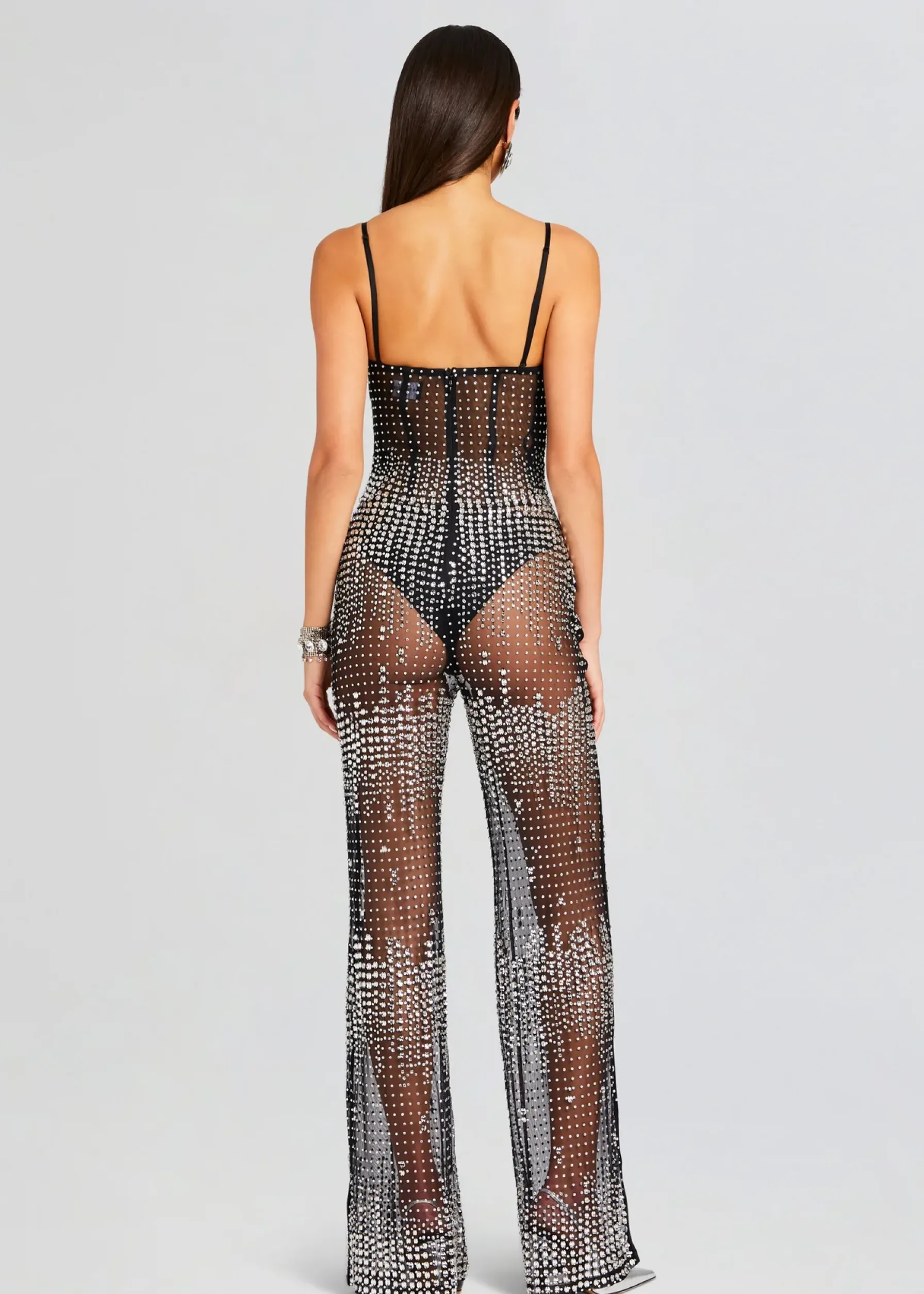 Retrofete Adelynne Sequin Jumpsuit Black/Silver Shop