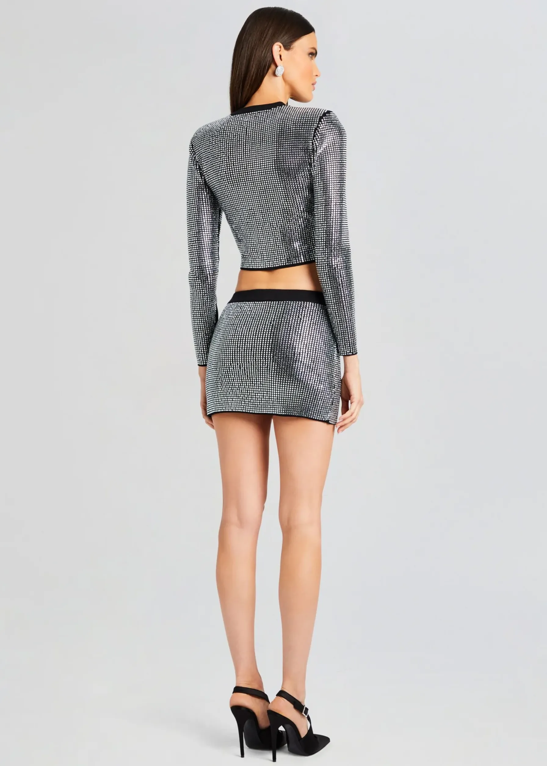 Retrofete Aero Embellished Knit Jacket Black/Silver Shop