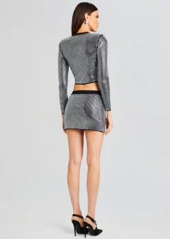 Retrofete Aero Embellished Knit Jacket Black/Silver New