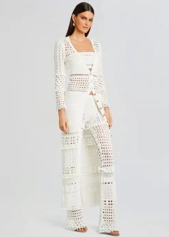 Retrofete Alaia Knit Crochet Cardigan Iridescent White Clearance