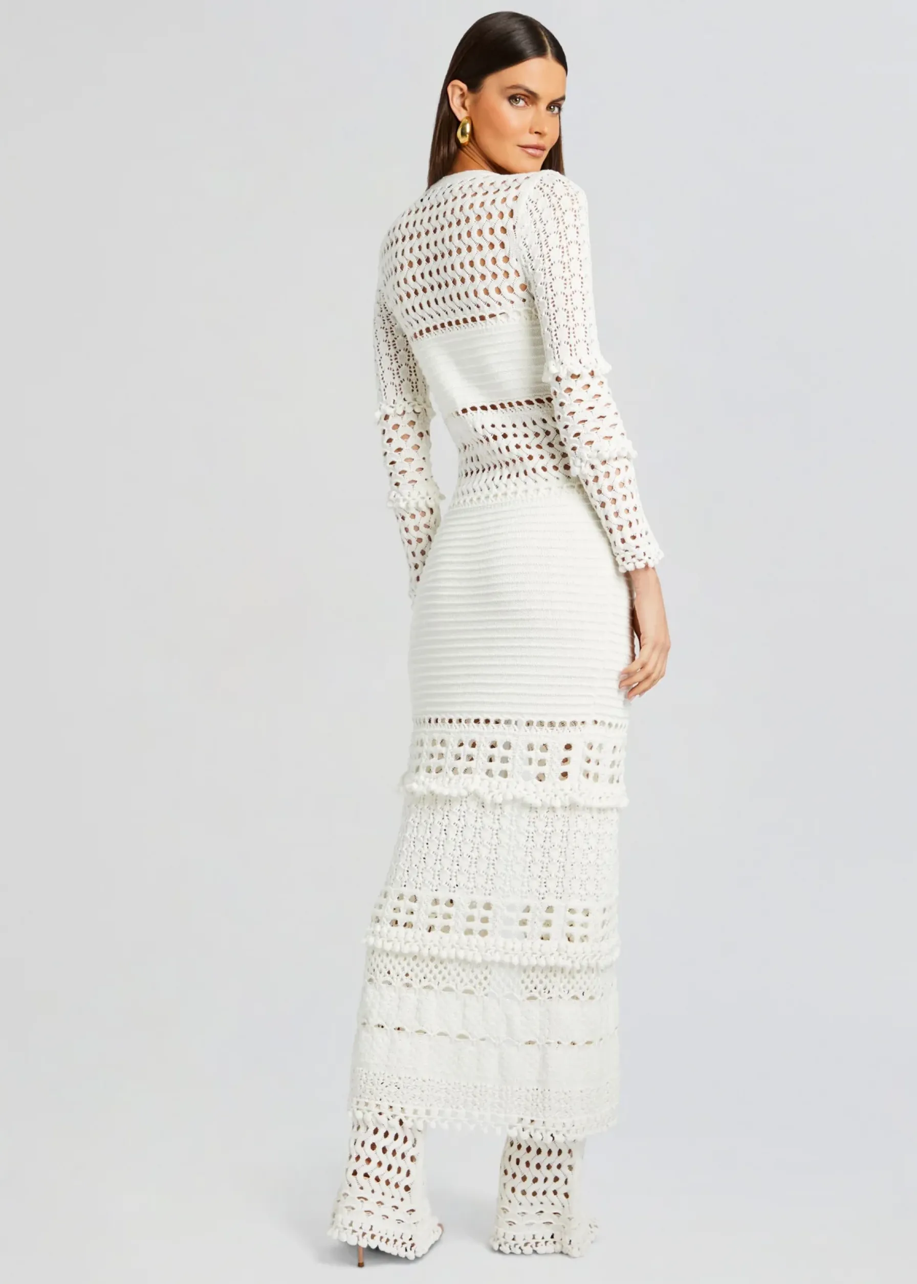 Retrofete Alaia Knit Crochet Cardigan Iridescent White Flash Sale