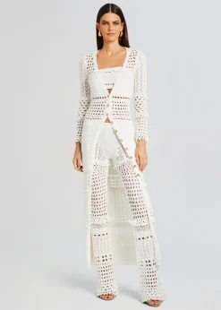 Retrofete Alaia Knit Crochet Cardigan Iridescent White Flash Sale