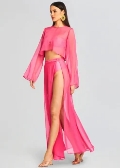 Retrofete Alaia Long Slit Skirt Rose Blossom New
