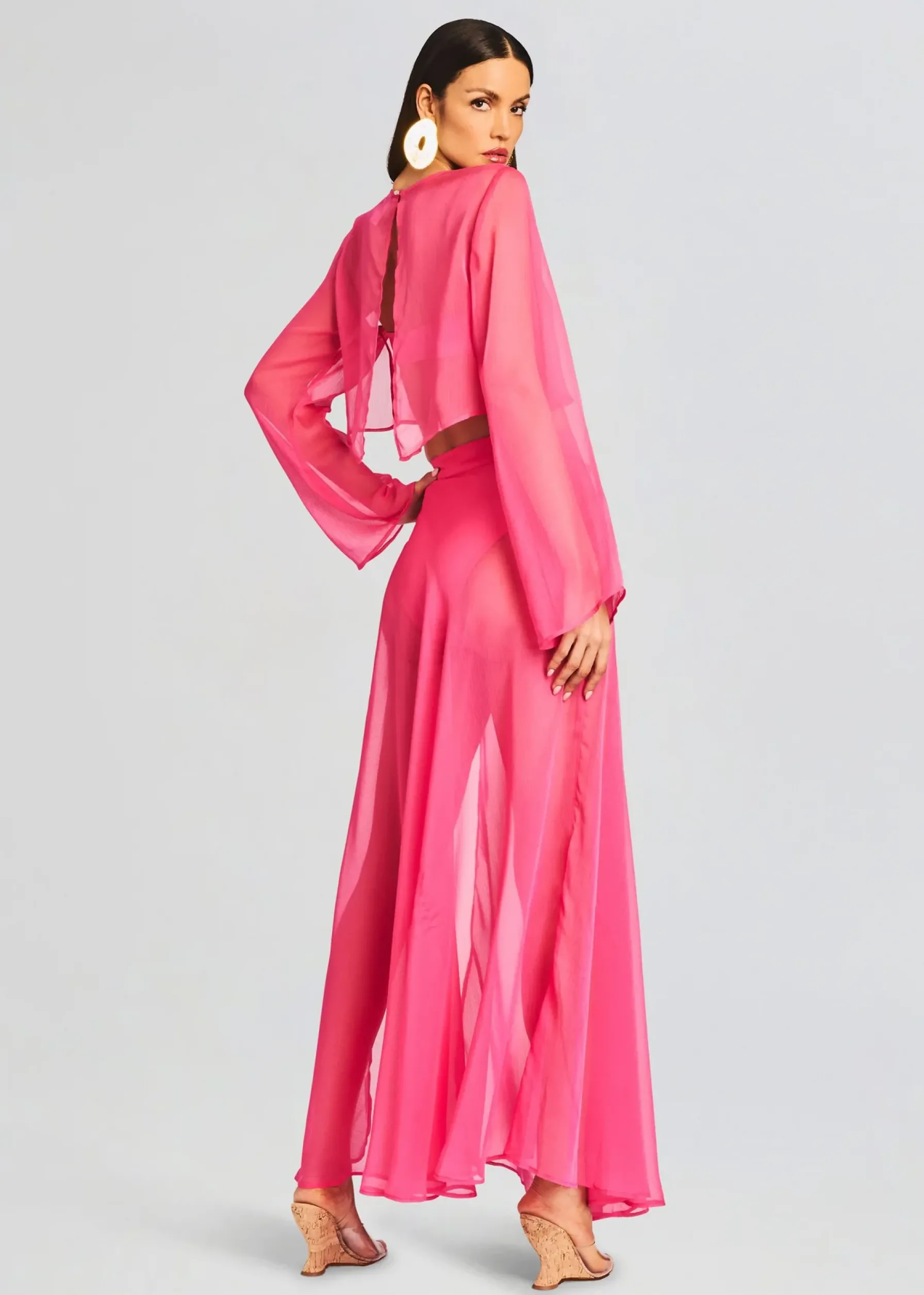 Retrofete Alaia Long Slit Skirt Rose Blossom Sale