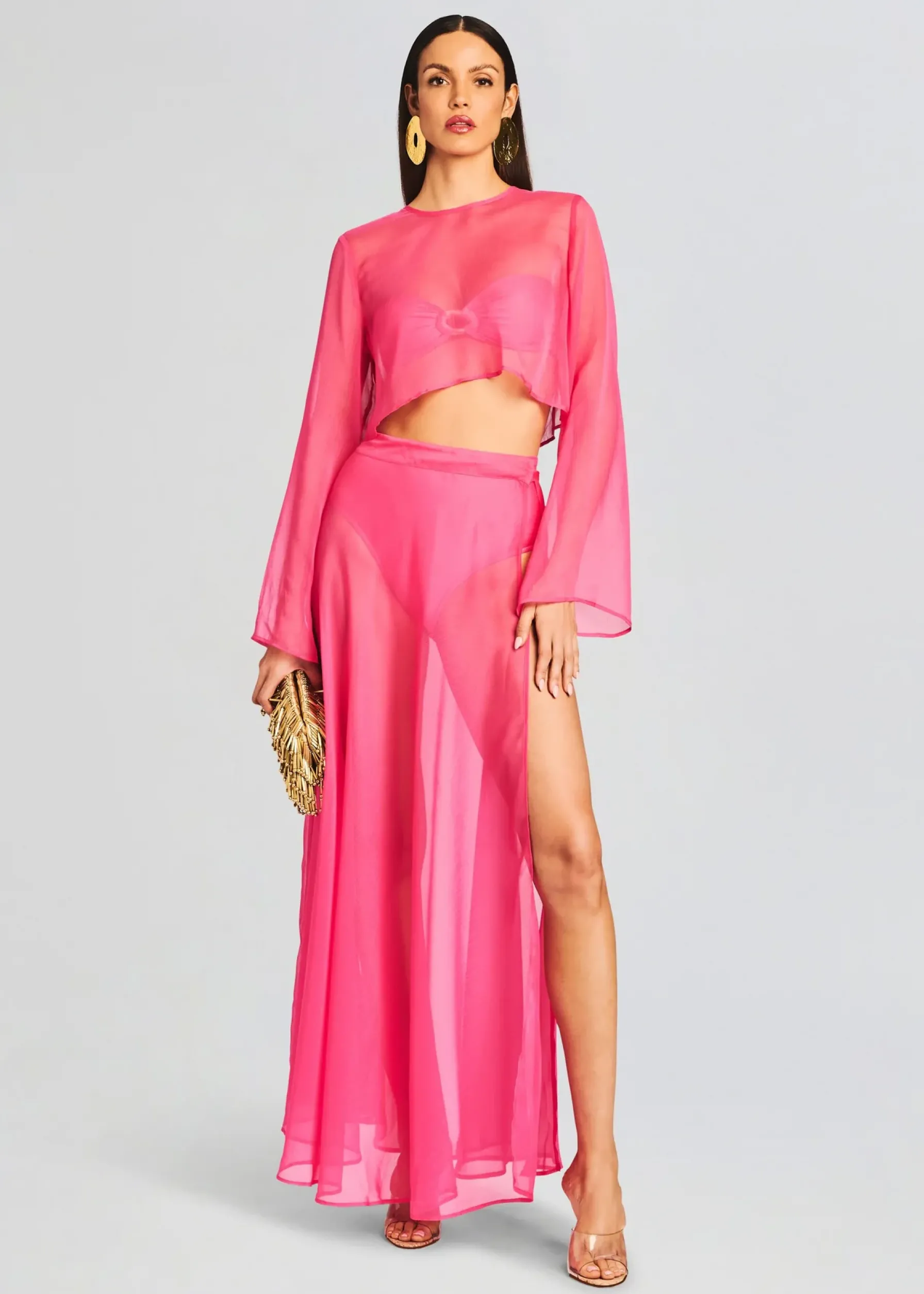 Retrofete Alaia Long Slit Skirt Rose Blossom Sale