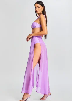 Retrofete Alaia Long Slit Skirt Lilac Purple Cheap