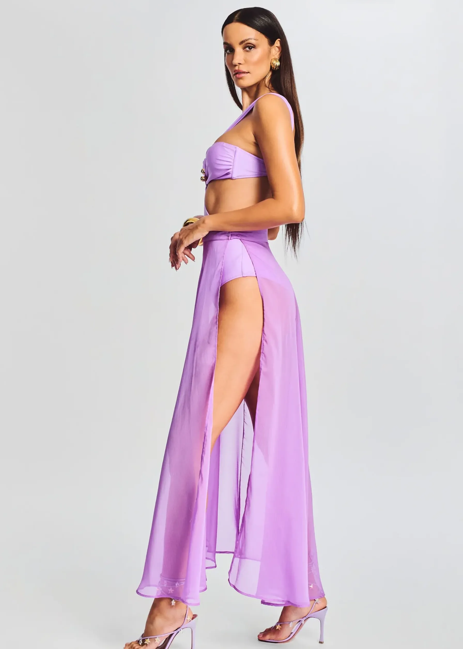 Retrofete Alaia Long Slit Skirt Lilac Purple Cheap
