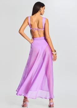 Retrofete Alaia Long Slit Skirt Lilac Purple Cheap