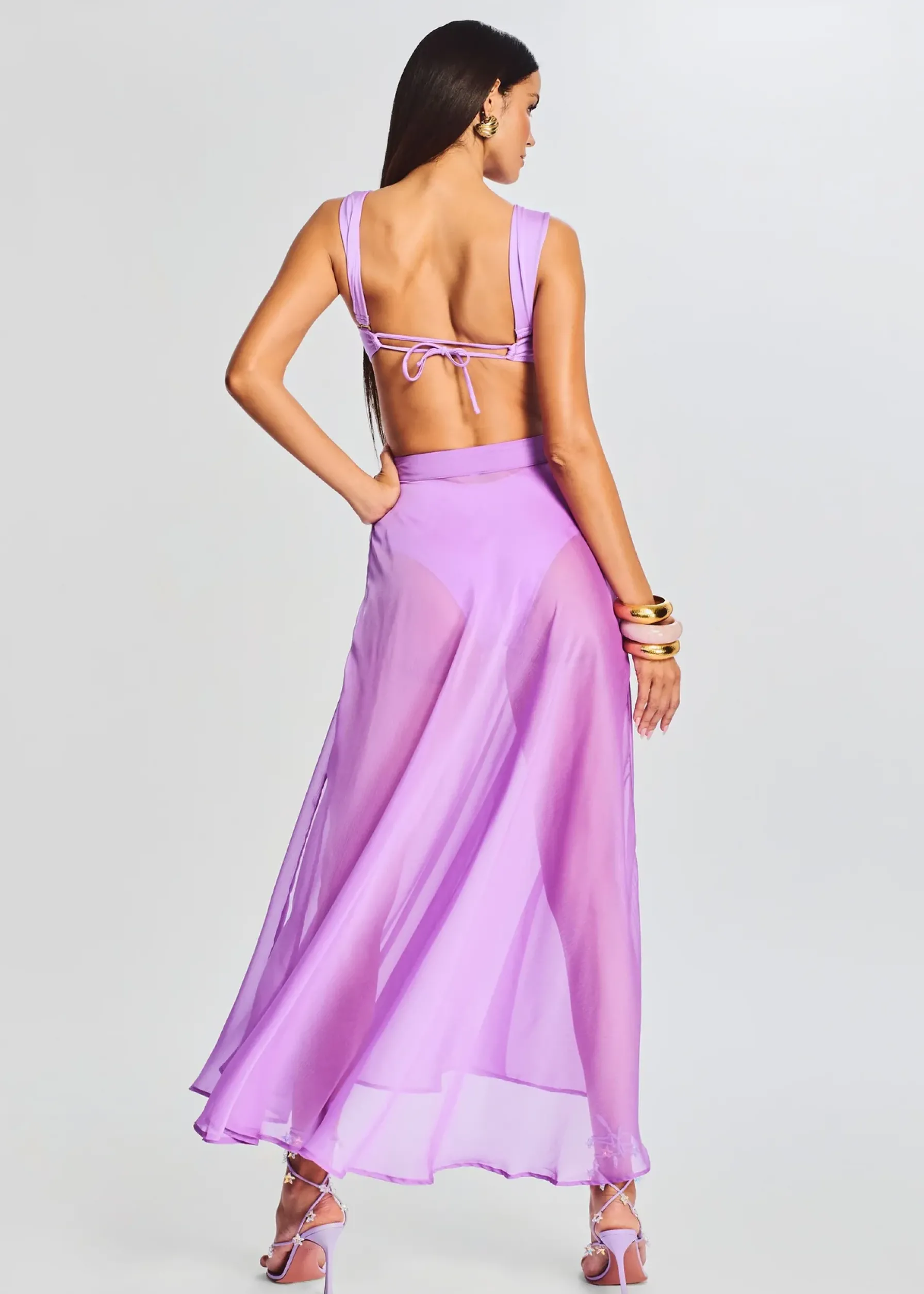 Retrofete Alaia Long Slit Skirt Lilac Purple Cheap