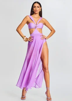 Retrofete Alaia Long Slit Skirt Lilac Purple Cheap