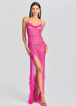 Retrofete Alessandra Embellished Dress Knockout Pink Hot