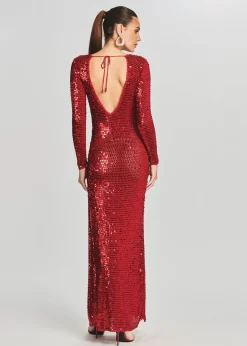 Retrofete Alexa Sequin Crochet Dress LT Red Best