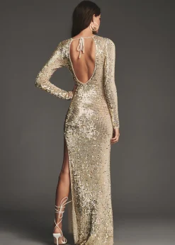 Retrofete Alexa Sequin Crochet Dress Ivory Gold Silver Hot