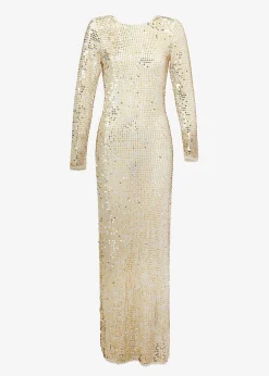 Retrofete Alexa Sequin Crochet Dress Ivory Gold Silver Hot