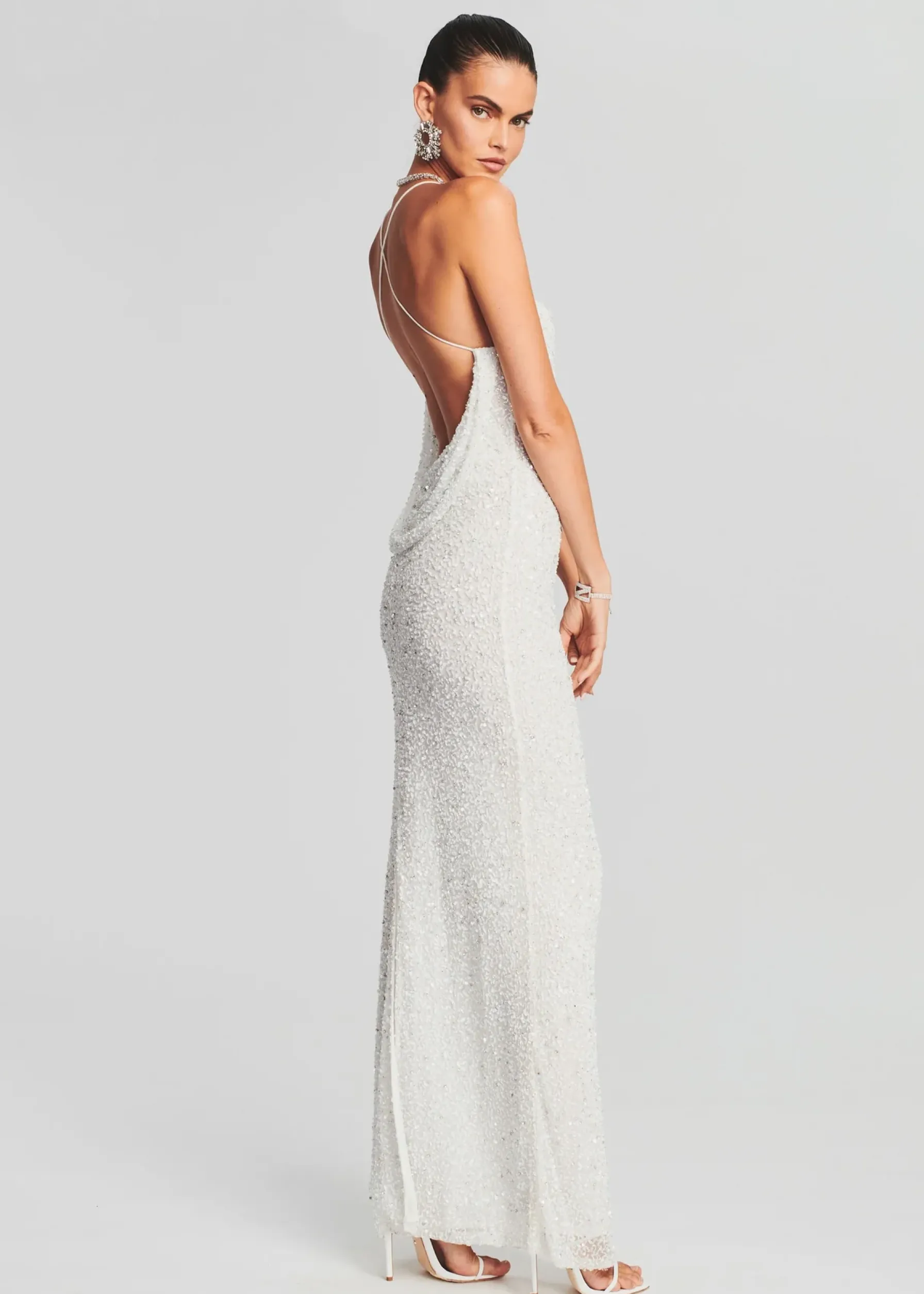 Retrofete Alice Sequin Dress White Shop
