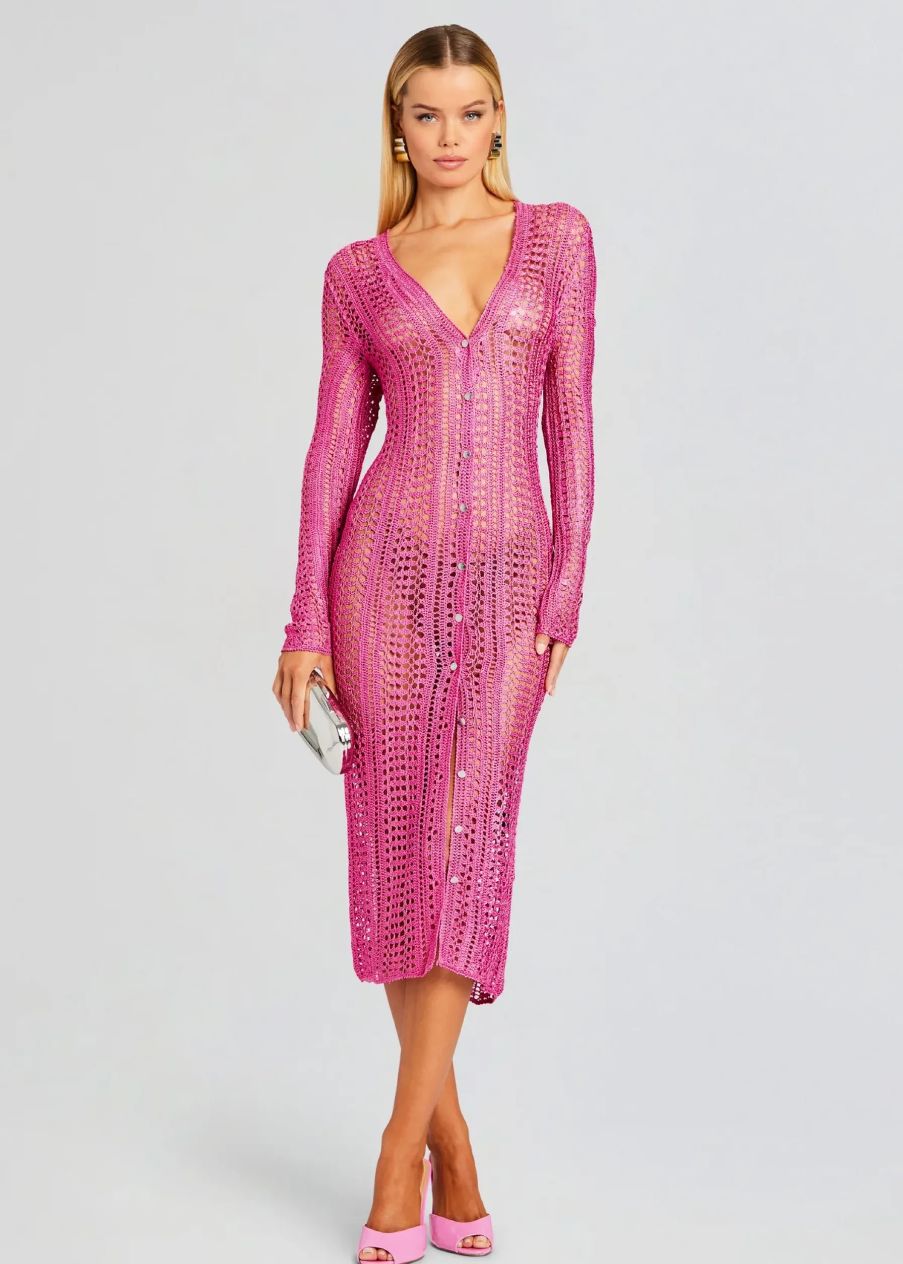 Retrofete Allison Crochet Cardigan Malibu Pink Fashion