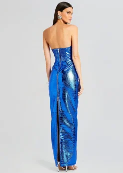Retrofete Allure Leather Dress Tropical Blue New