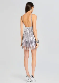Retrofete Alva Embellished Fringe Dress Mink Grey Shop