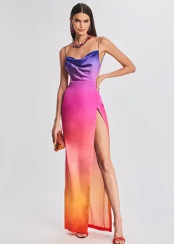 Retrofete Alyssa Ombre Silk Dress Sunset Ombre Cheap