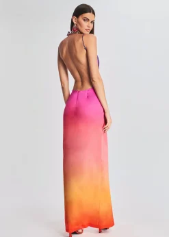 Retrofete Alyssa Ombre Silk Dress Sunset Ombre Fashion