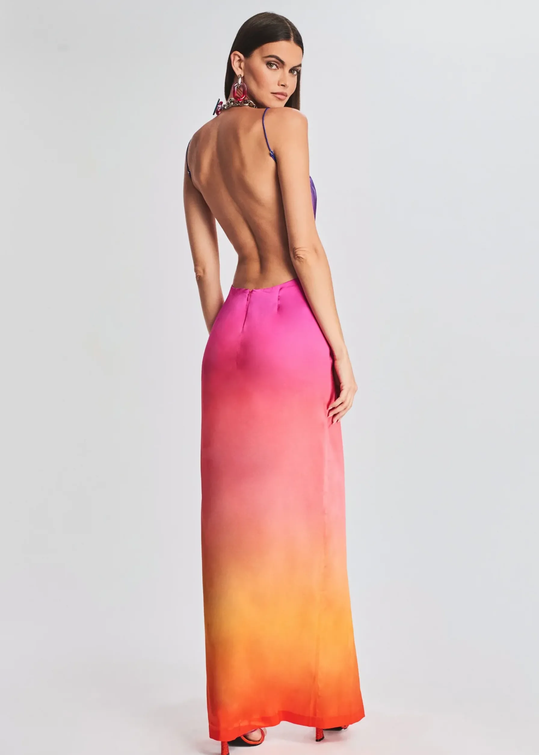 Retrofete Alyssa Ombre Silk Dress Sunset Ombre Fashion
