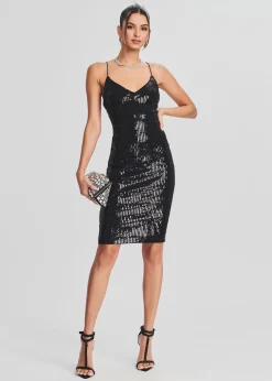 Retrofete Amber Sequin Knit Dress Black Fashion