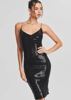 Retrofete Amber Sequin Knit Dress Black Store