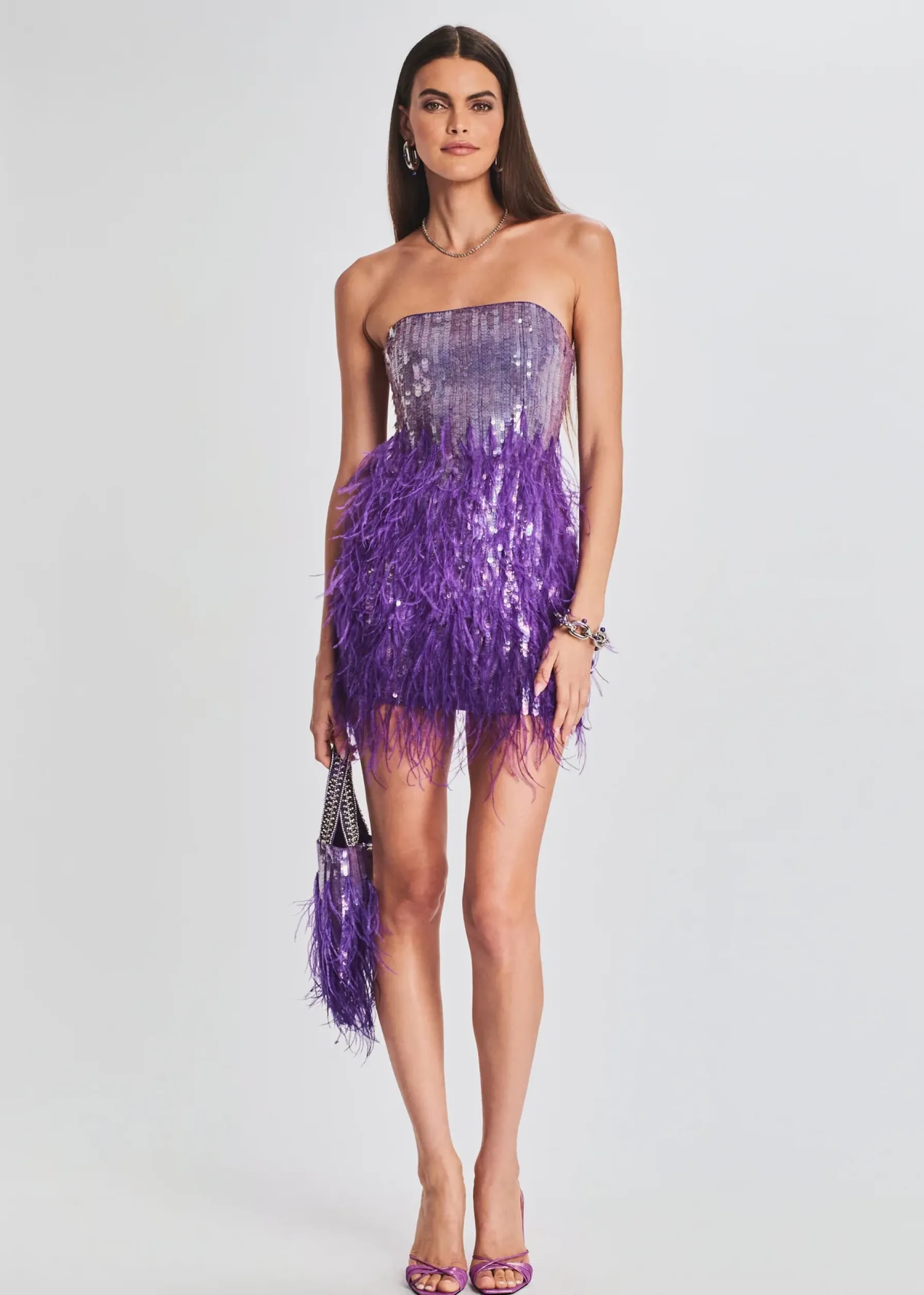 Retrofete Anastasia Sequin Feather Dress Ultra Violet Cheap