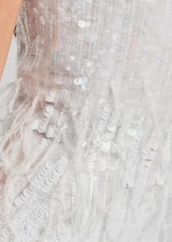 Retrofete Anastasia Sequin Feather Dress White Best
