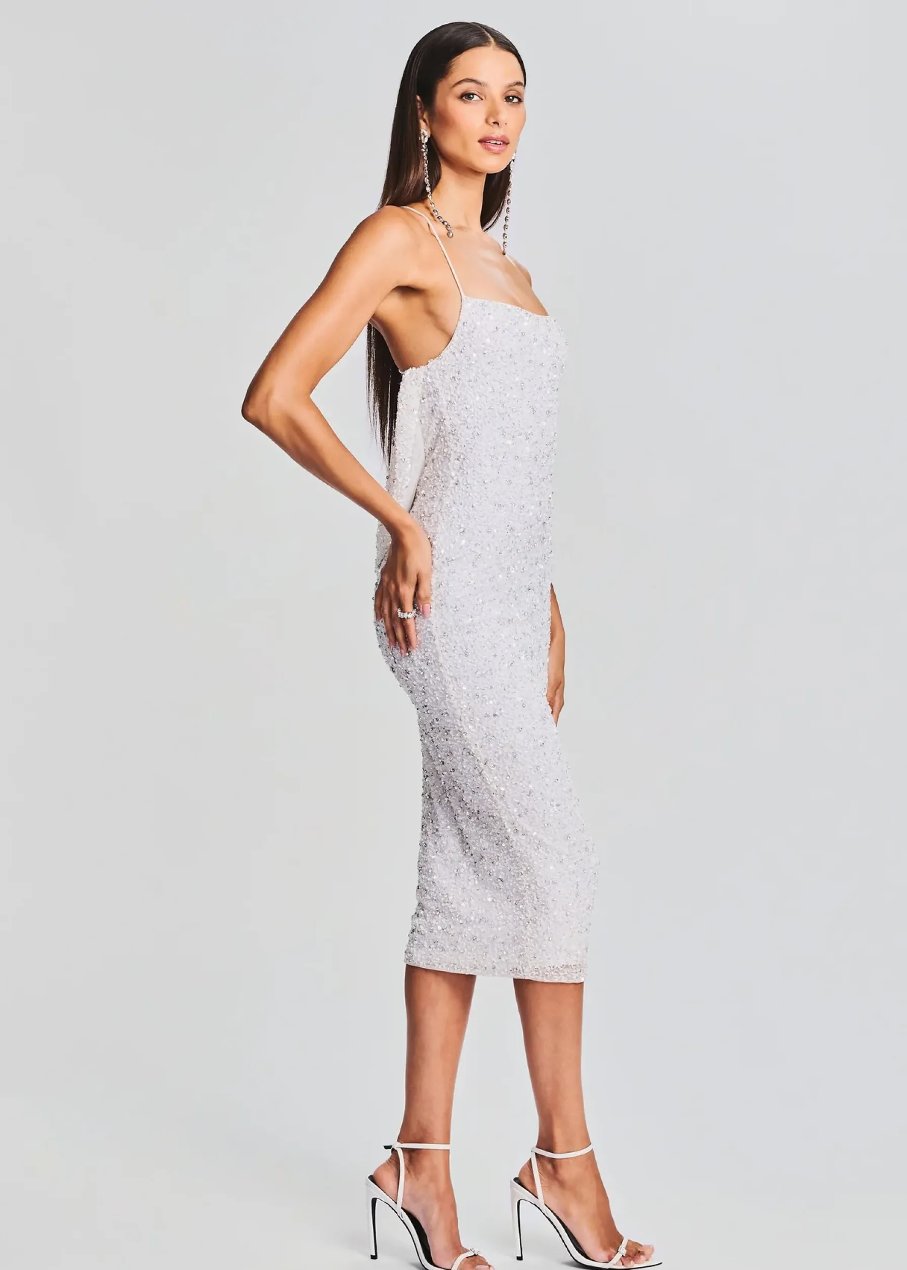 Retrofete Andie Sequin Dress White Clearance