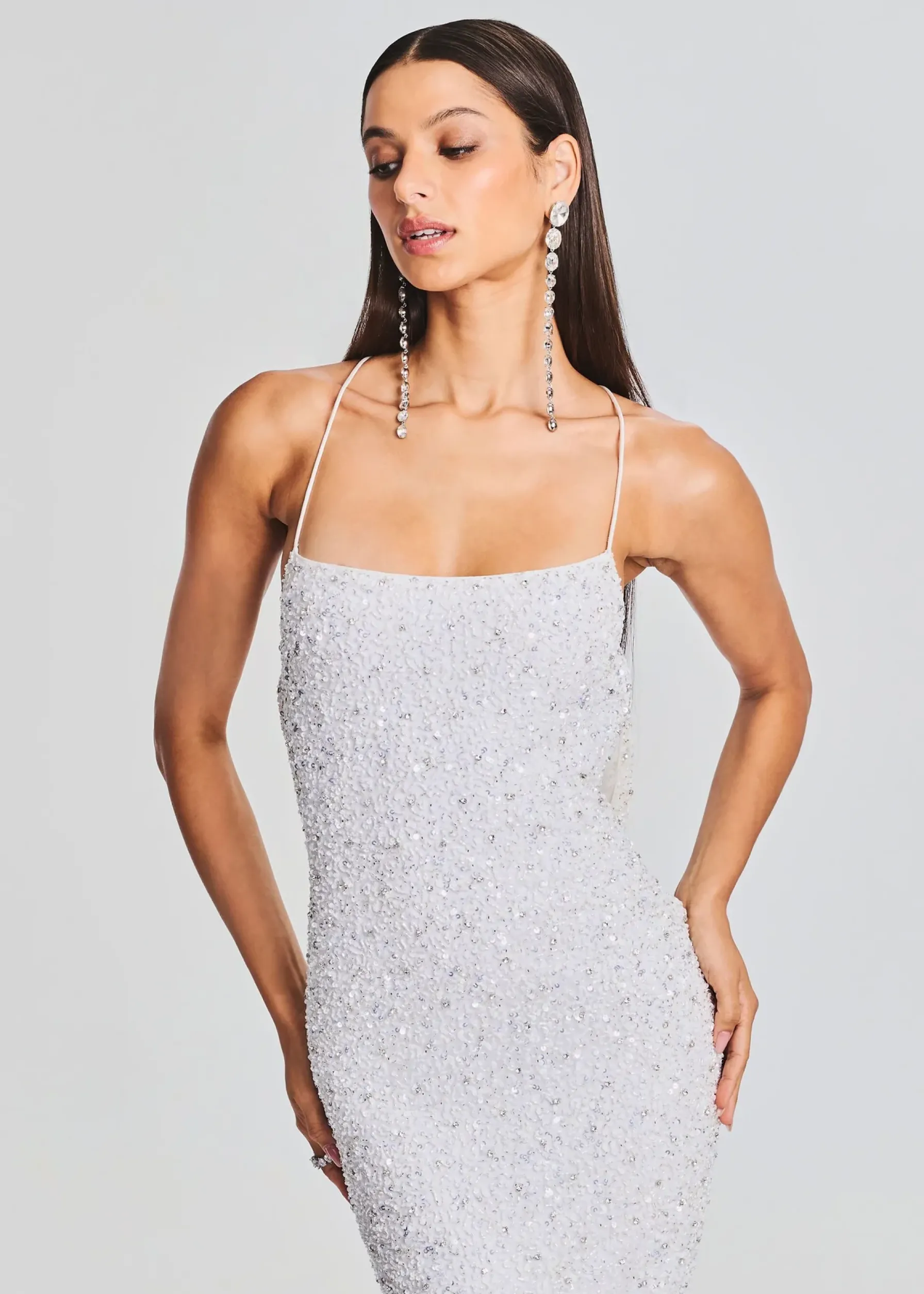 Retrofete Andie Sequin Dress White Clearance