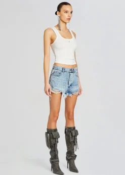 Retrofete Angel Embellished Denim Short Tangier/Silver Shop