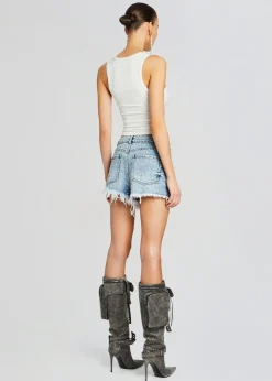 Retrofete Angel Embellished Denim Short Tangier/Silver Clearance