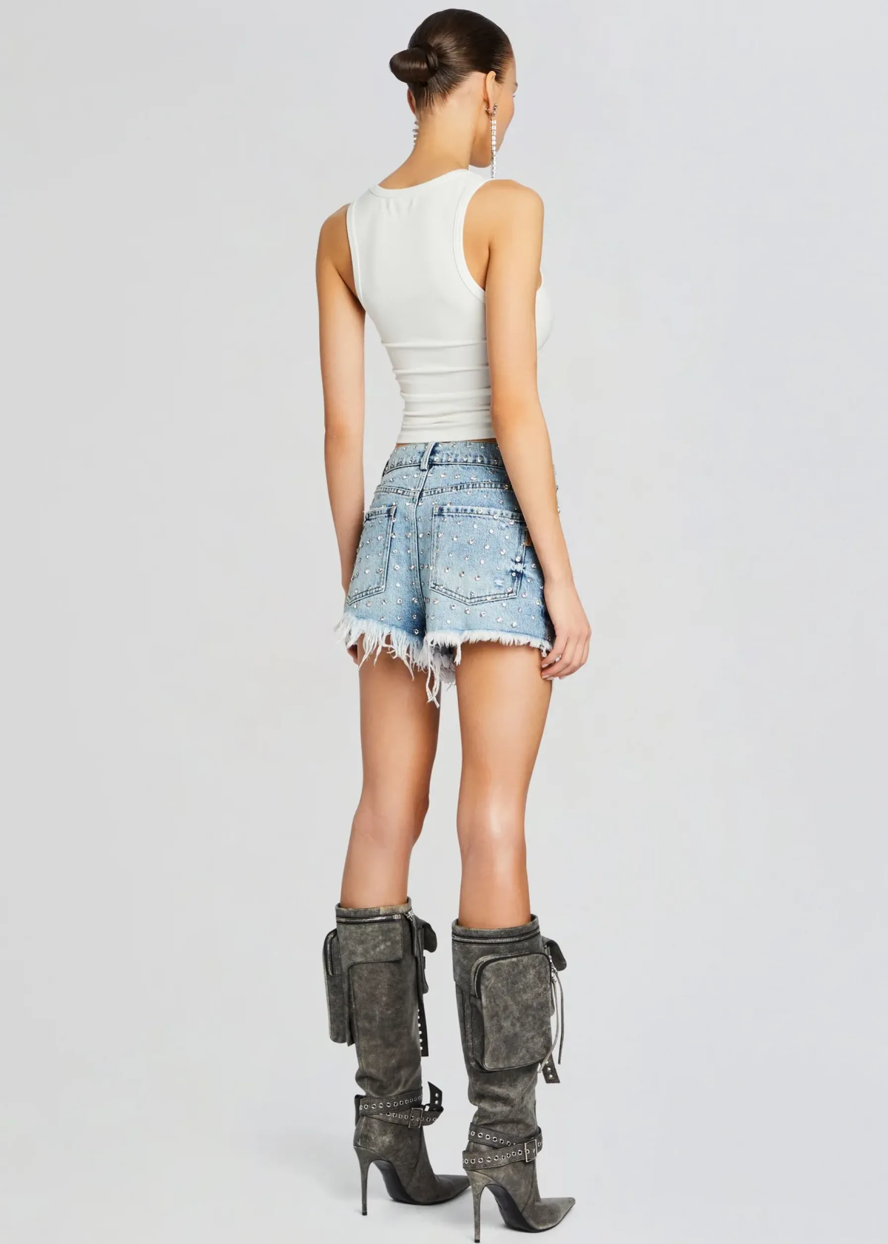 Retrofete Angel Embellished Denim Short Tangier/Silver Clearance