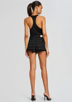 Retrofete Angel Embellished Denim Short Washed Black/Silver Best