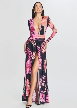Retrofete Angela Dress Tropical Leaf Hot