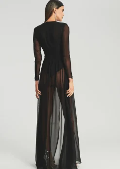 Retrofete Angela Silk Chiffon Dress Black Hot