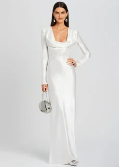 Retrofete Anna Cowl Evening Dress White Outlet