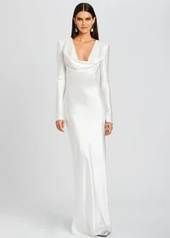 Retrofete Anna Cowl Evening Dress White Clearance