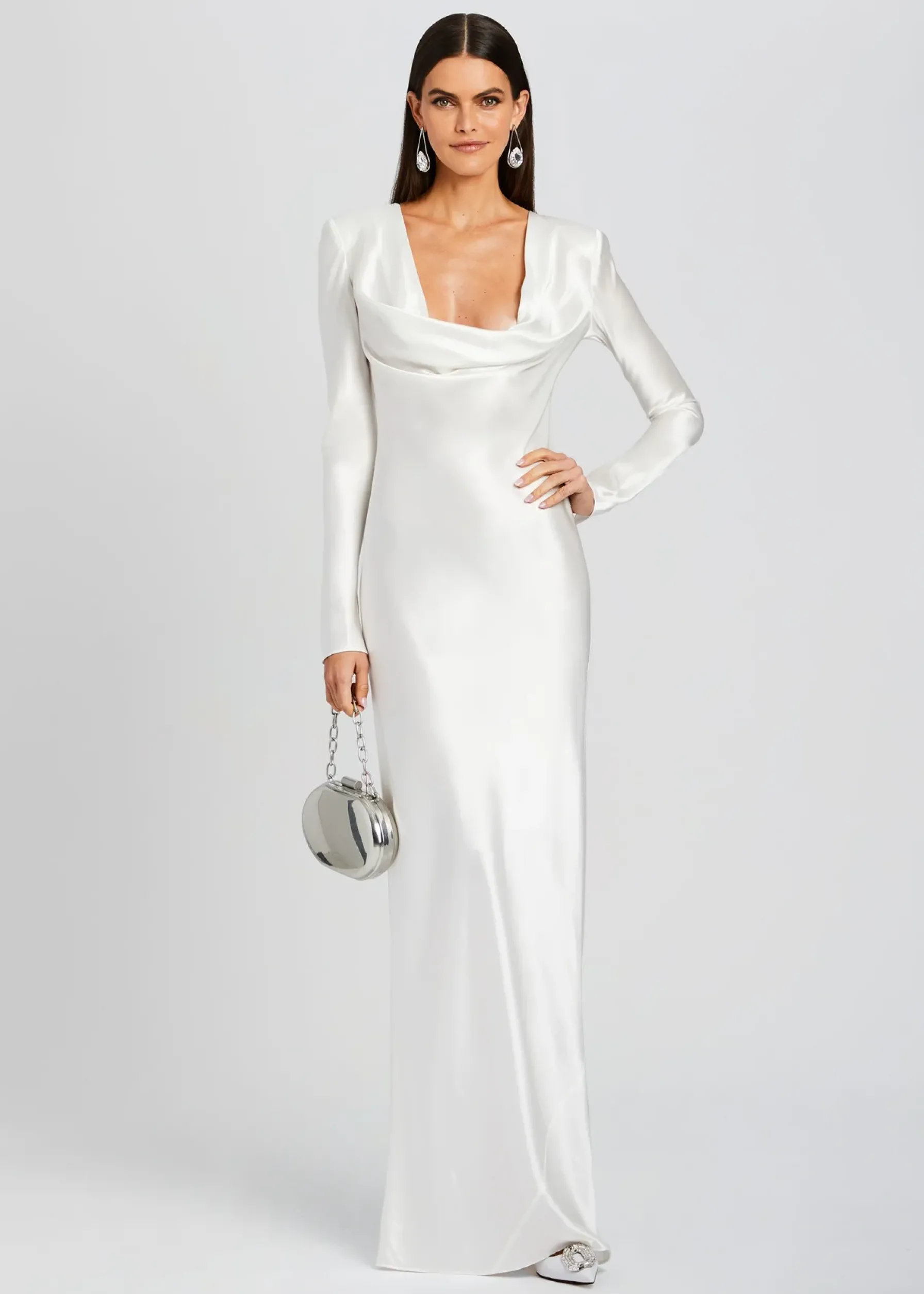 Retrofete Anna Cowl Evening Dress White Shop