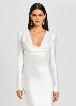 Retrofete Anna Cowl Evening Dress White New