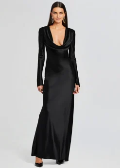 Retrofete Anna Cowl Evening Dress Black New