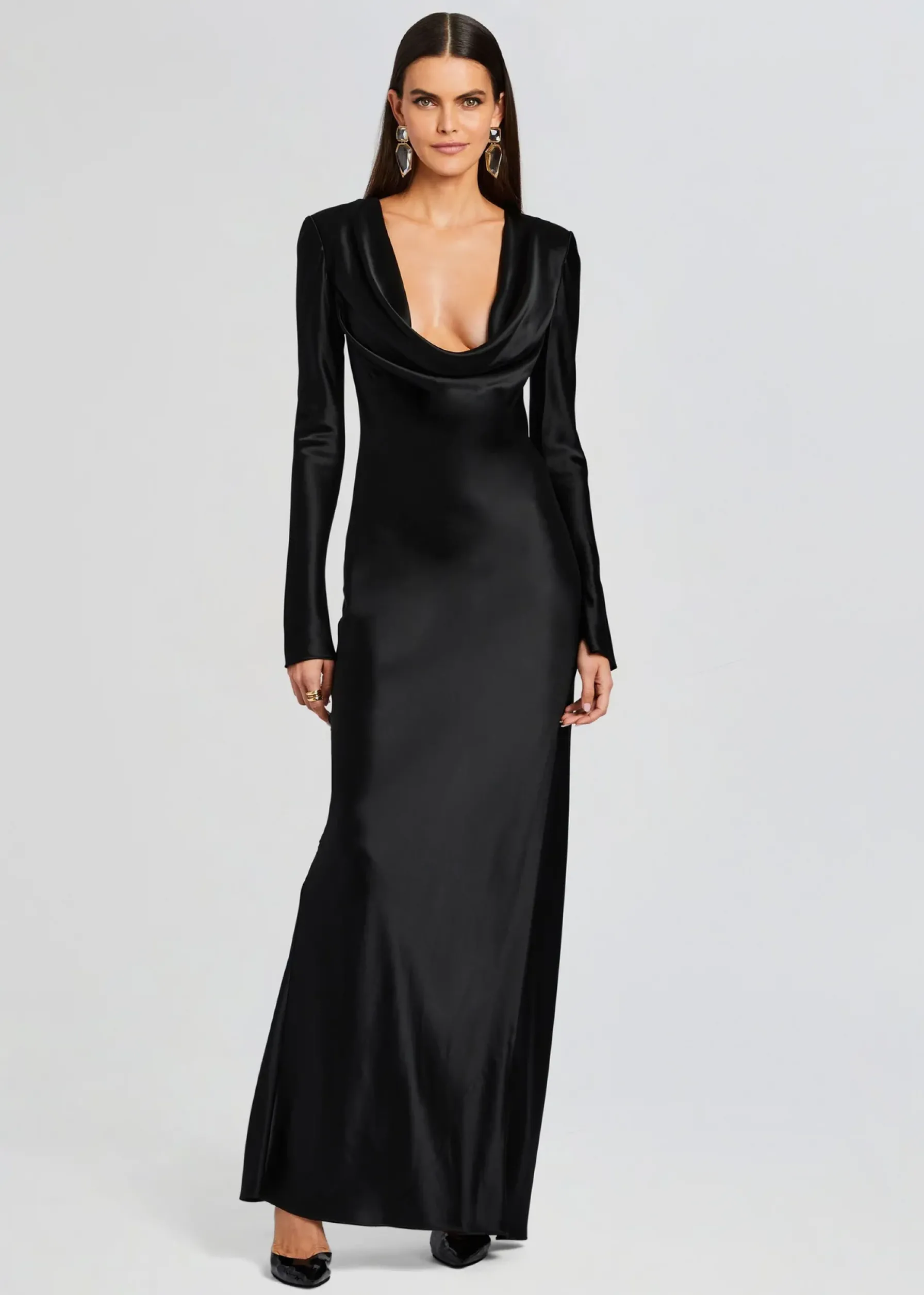 Retrofete Anna Cowl Evening Dress Black New