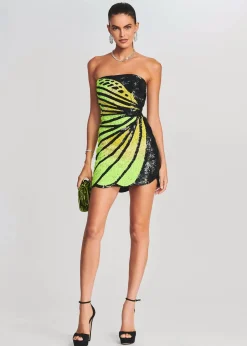 Retrofete Arabelle Sequin Dress Black/Neon Yellow Shop