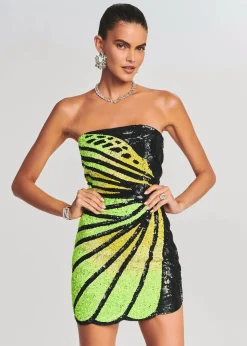 Retrofete Arabelle Sequin Dress Black/Neon Yellow Shop