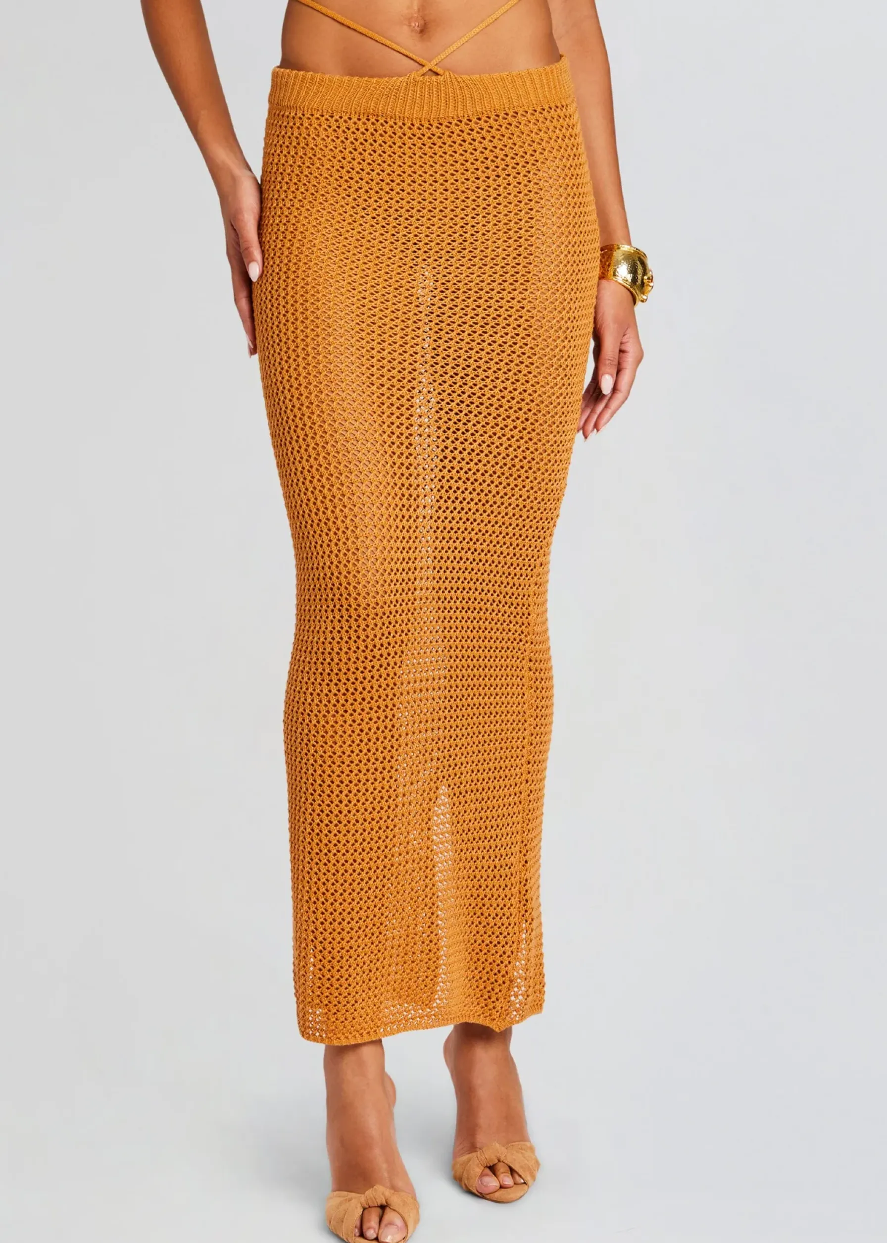 Retrofete Aria Knitted Skirt Tobacco New