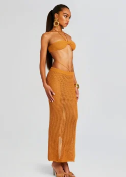 Retrofete Aria Knitted Skirt Tobacco New