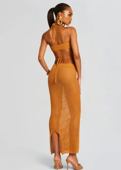 Retrofete Aria Knitted Skirt Tobacco New